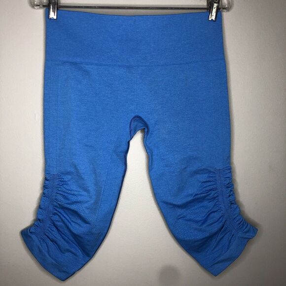 Lululemon Women's 10 Blue Awakening Crop High Rise Ruched Activewear‎ Leggings - Picture 1 of 6
